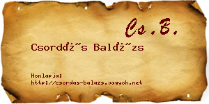 Csordás Balázs névjegykártya